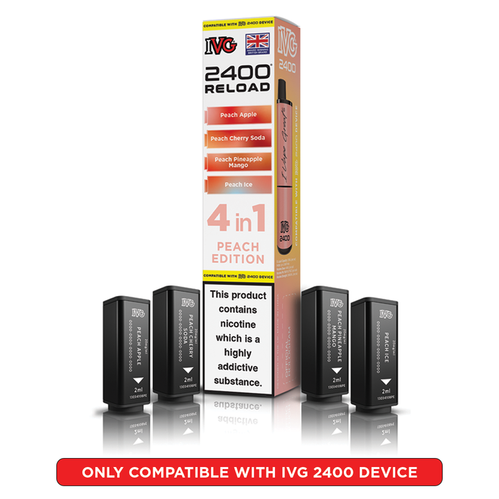 Peach Edition IVG 2400 Reload Pods 4 in 1 | Love Vapes