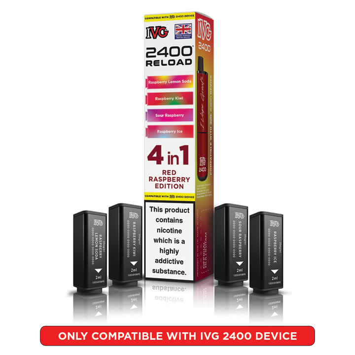 Red Raspberry Edition IVG 2400 Reload Pods 4 in 1 | Love Vapes