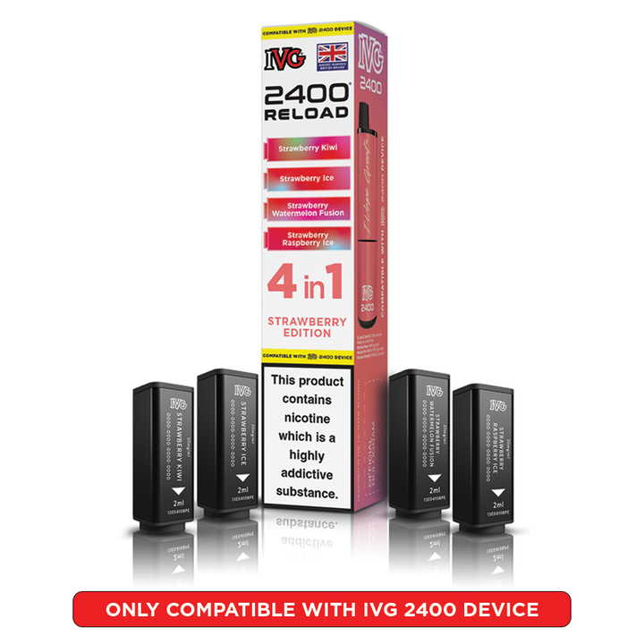 Strawberry Edition IVG 2400 Reload Pods 4 in 1 | Love Vapes