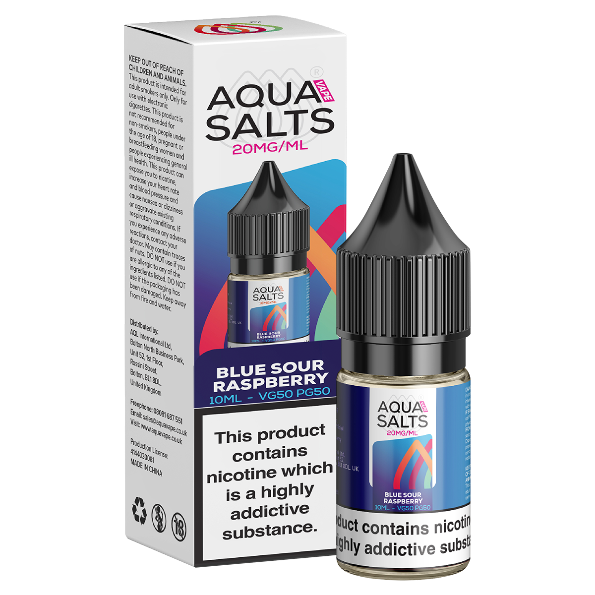 Blue Sour Raspberry Nic Salt by Aqua Salts 10ml