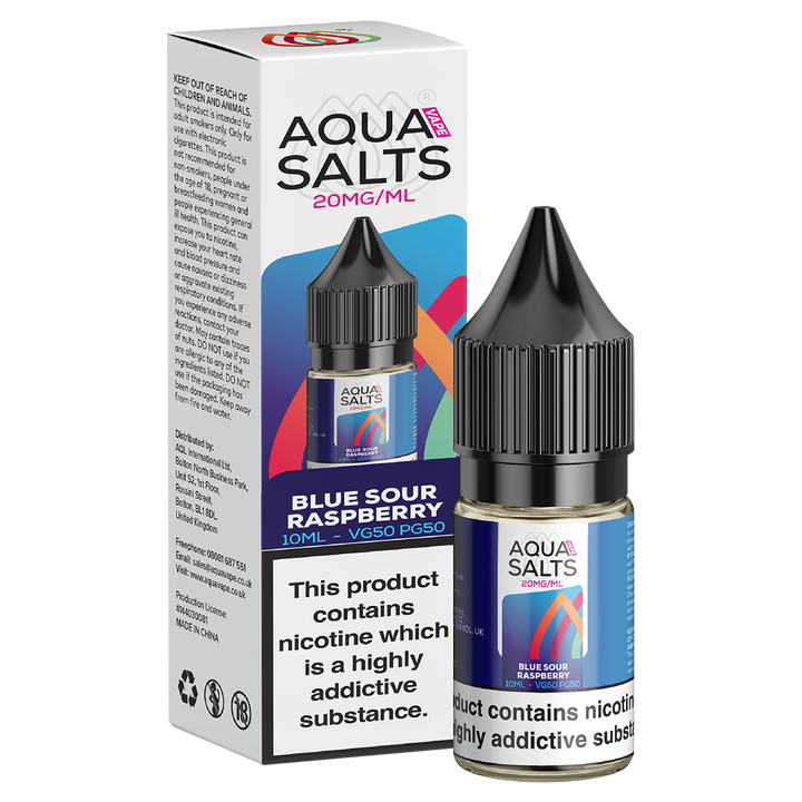 Blue Sour Raspberry Nic Salt by Aqua Salts 10ml