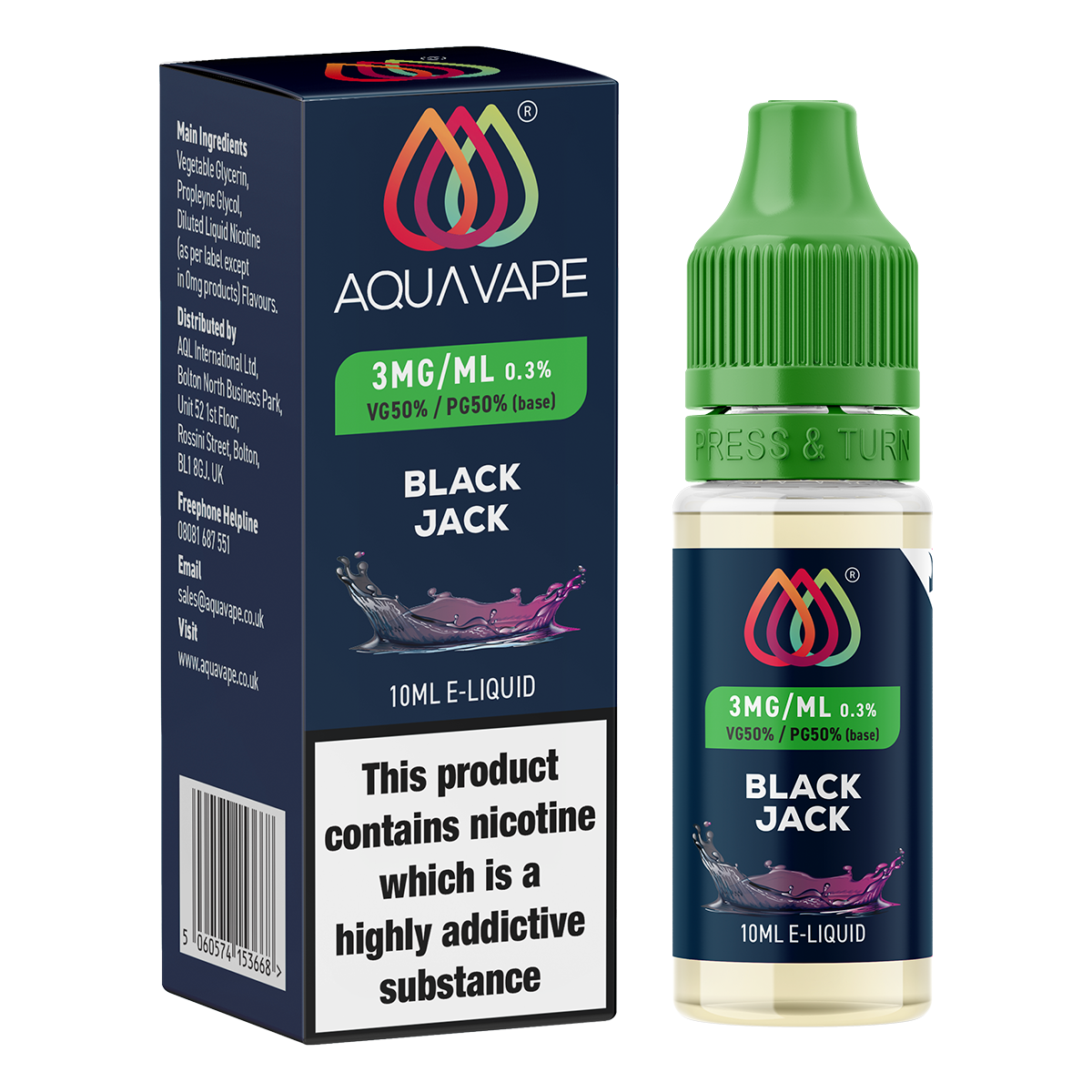 Black Jack E-Liquid by Aquavape - 10ml