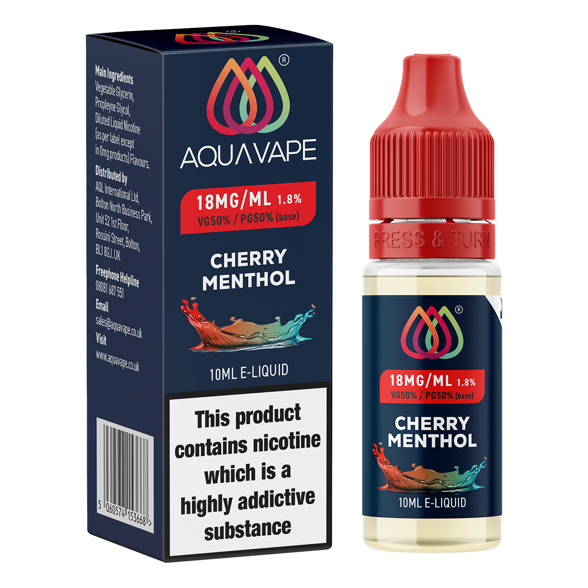 Cherry Menthol E-Liquid by Aquavape - 10ml
