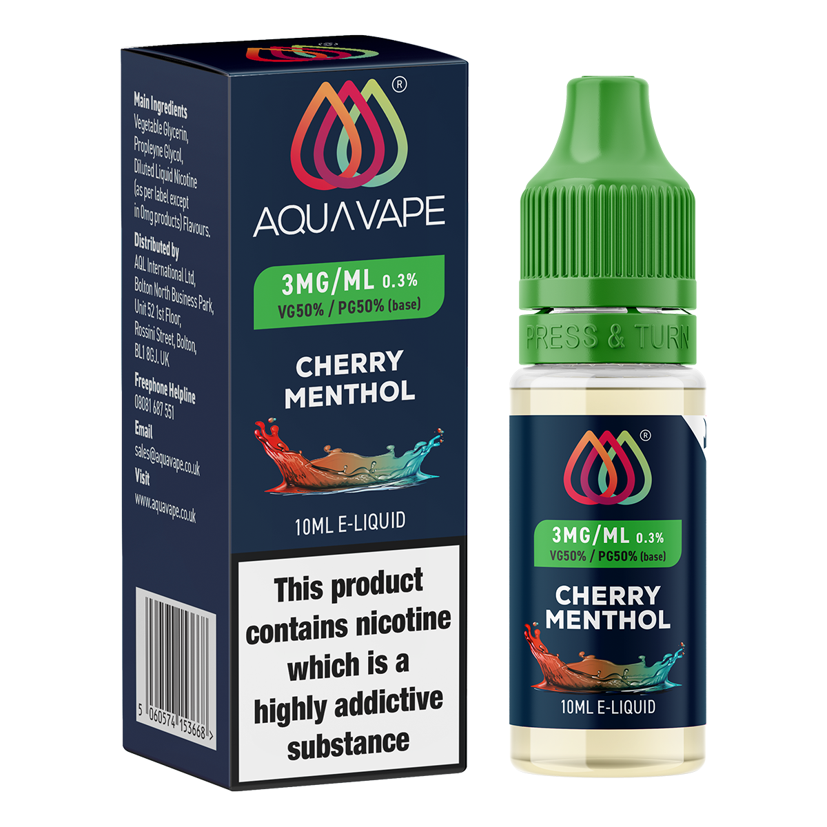 Cherry Menthol E-Liquid by Aquavape - 10ml