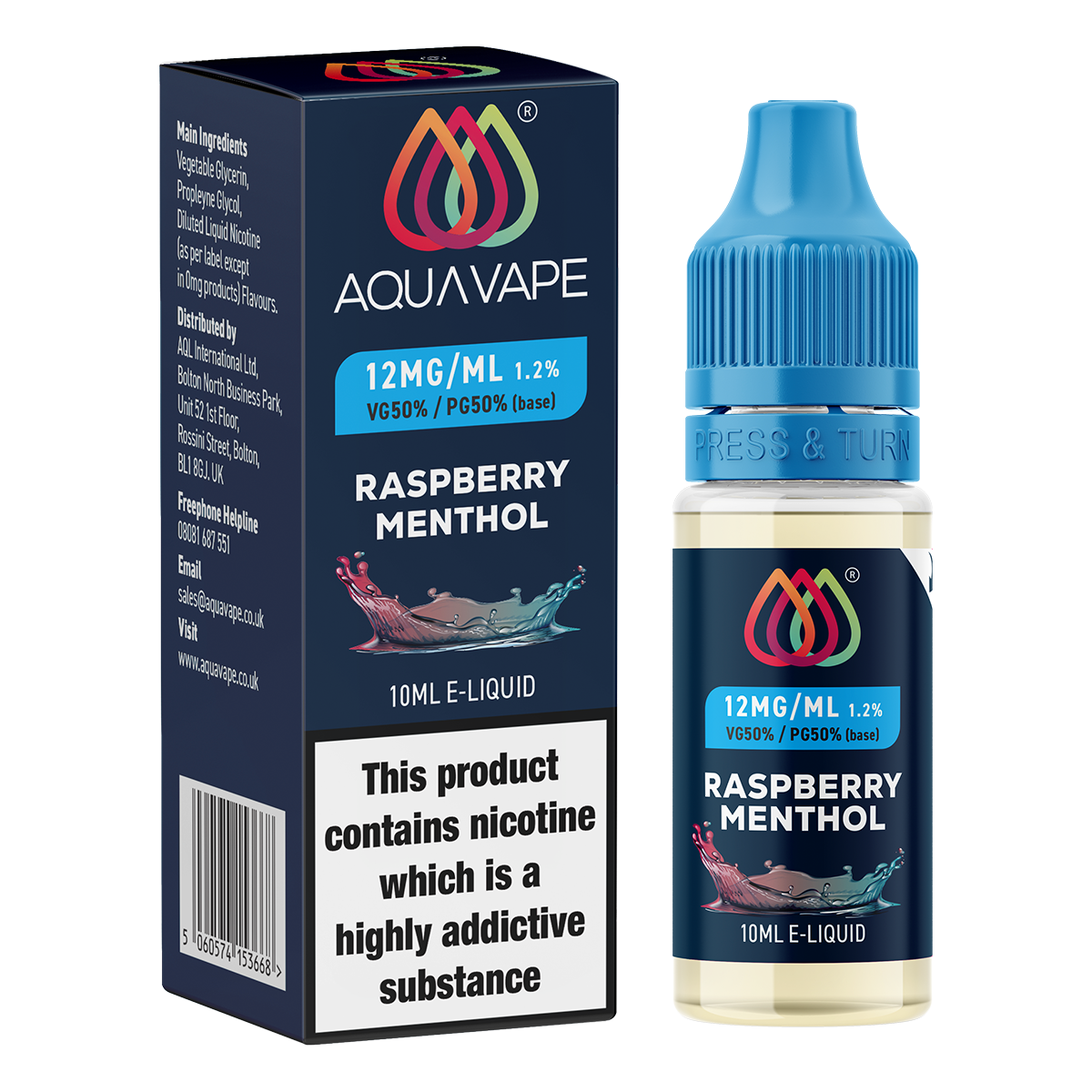Raspberry Menthol E-Liquid by Aquavape - 10ml