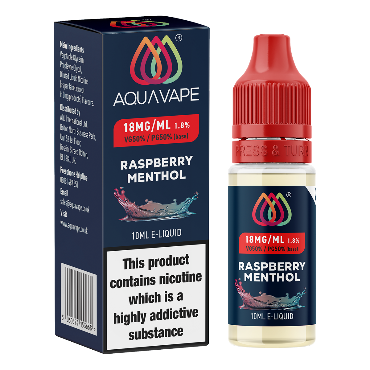 Raspberry Menthol E-Liquid by Aquavape - 10ml