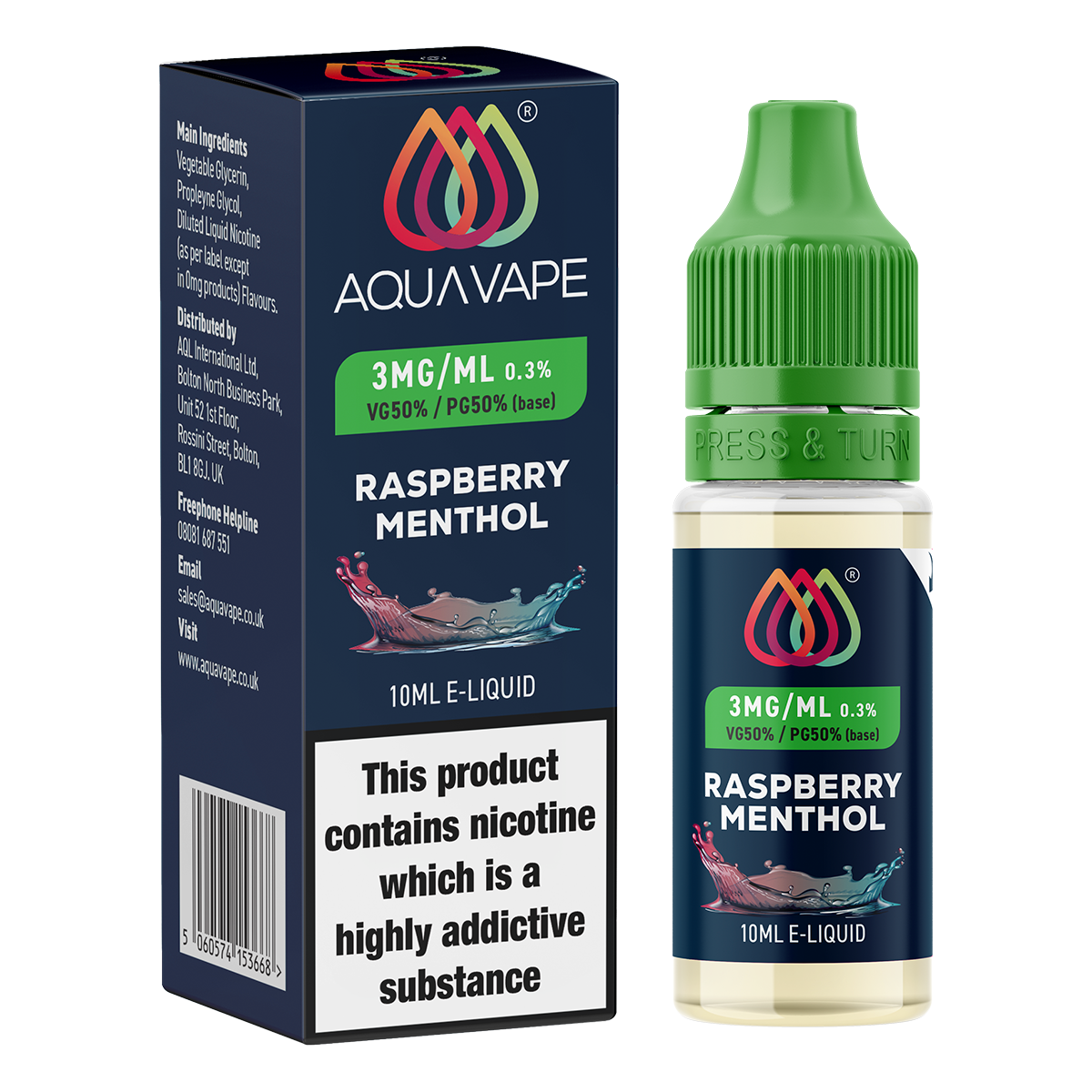 Raspberry Menthol E-Liquid by Aquavape - 10ml