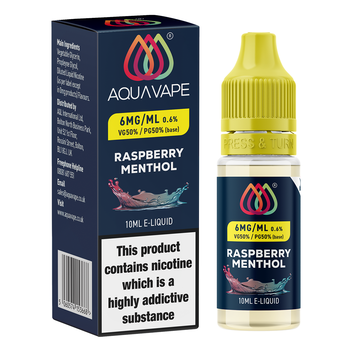 Raspberry Menthol E-Liquid by Aquavape - 10ml