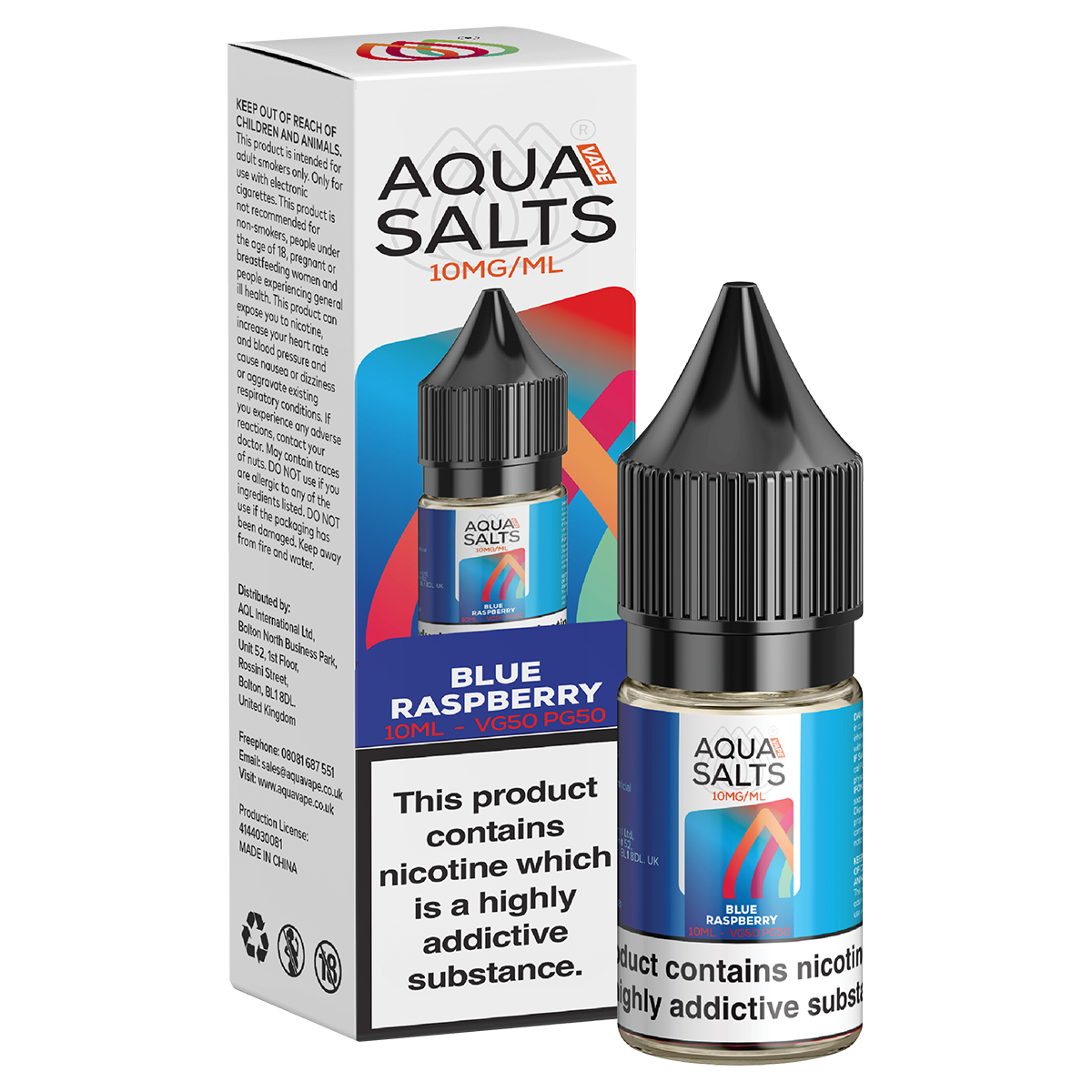 Blue Raspberry Nic Salt by Aqua Salts 10ml