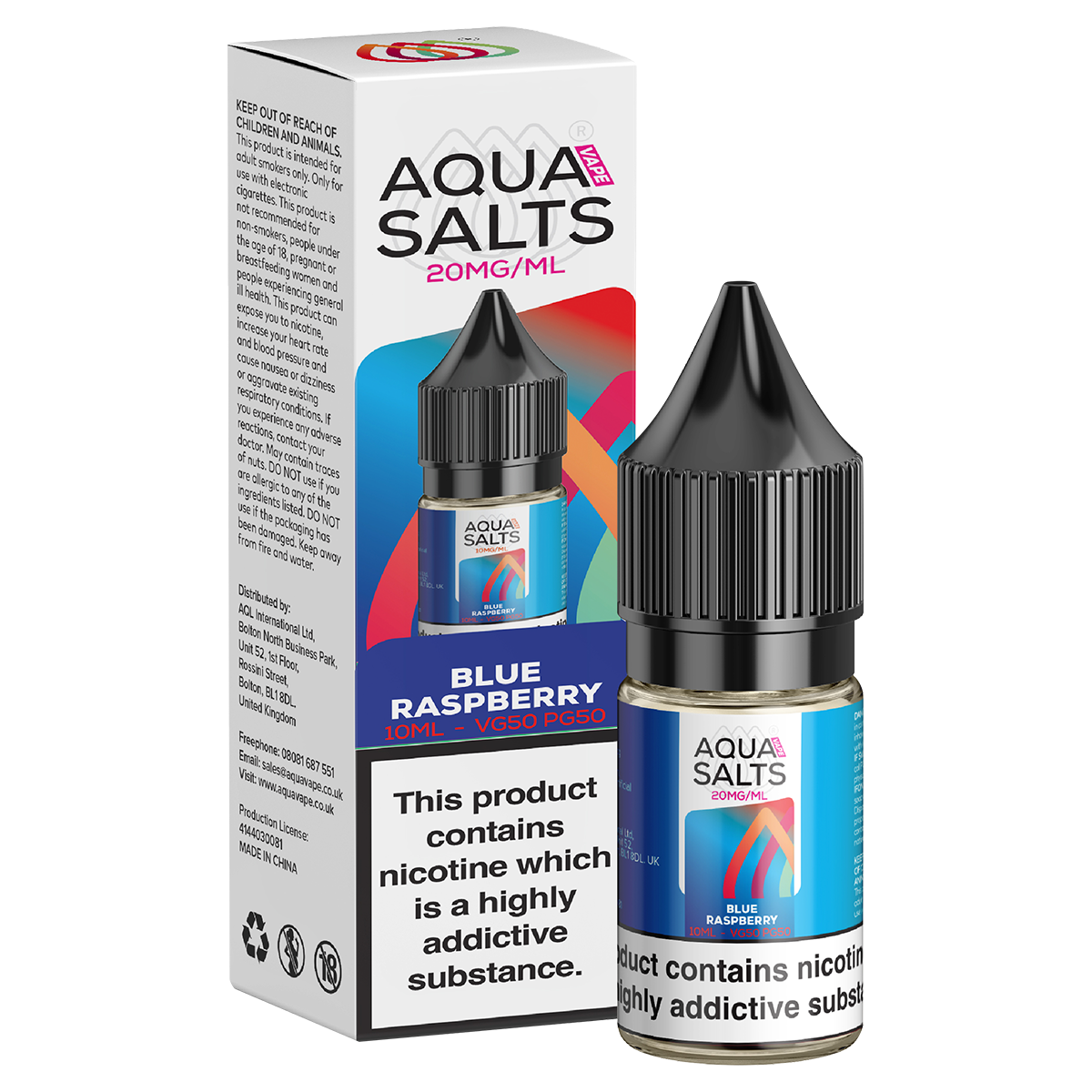 Blue Raspberry Nic Salt by Aqua Salts 10ml