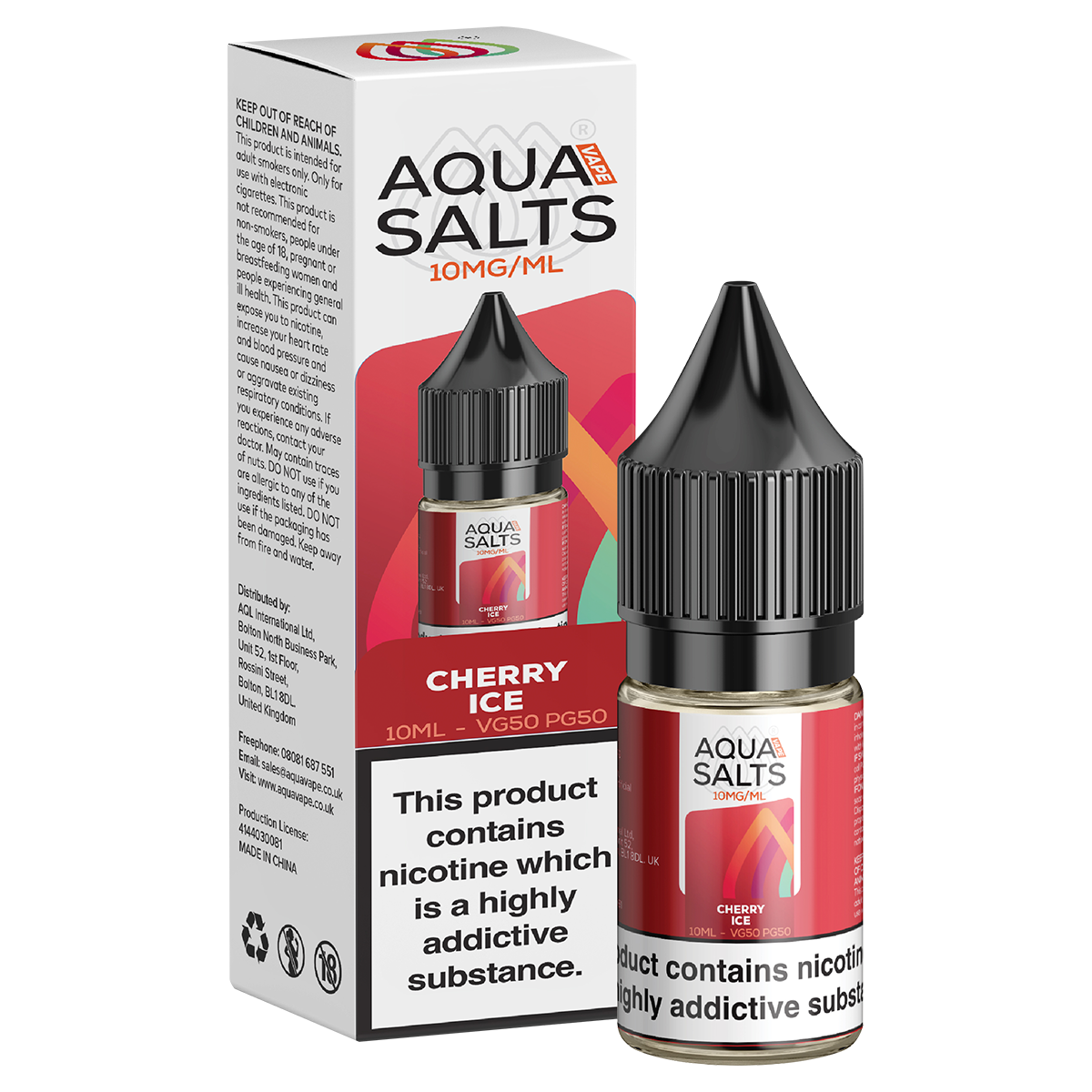 Cherry Ice Nic Salt by Aqua Salts 10ml