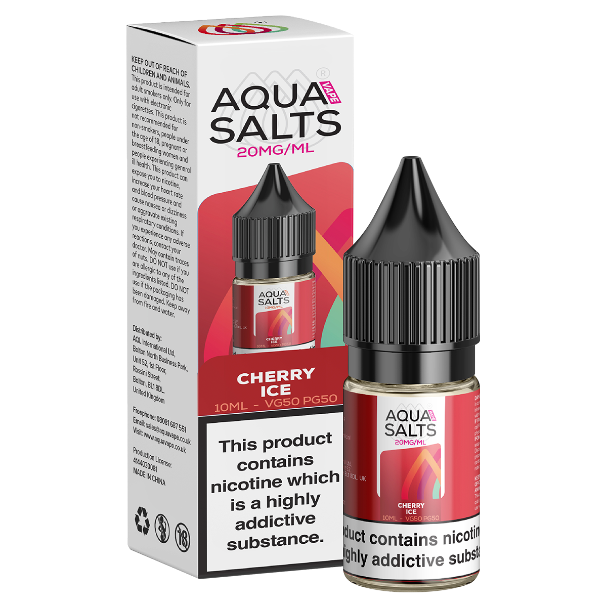 Cherry Ice Nic Salt by Aqua Salts 10ml