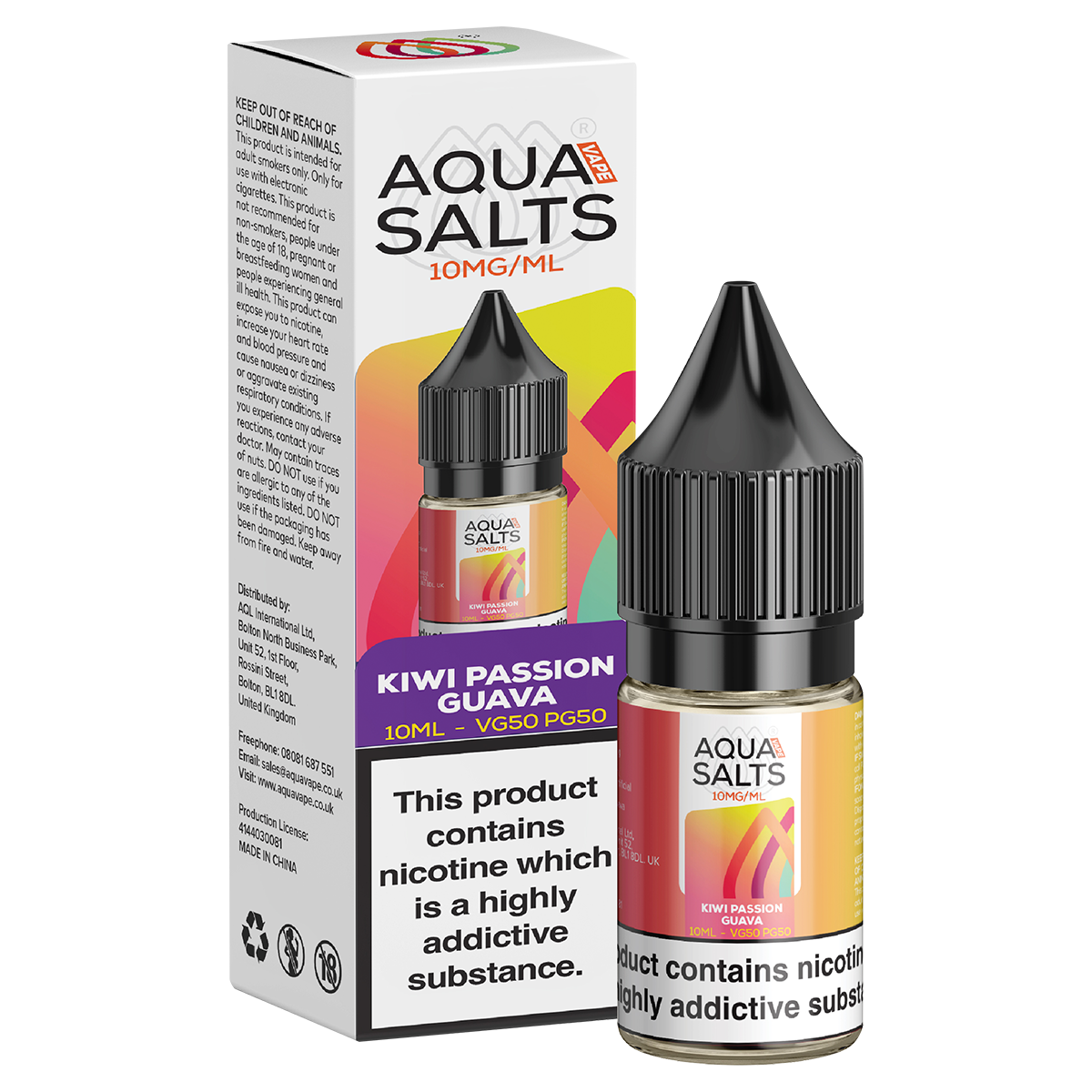 Kiwi Passion Guava Nic Salt by Aqua Salts 10ml