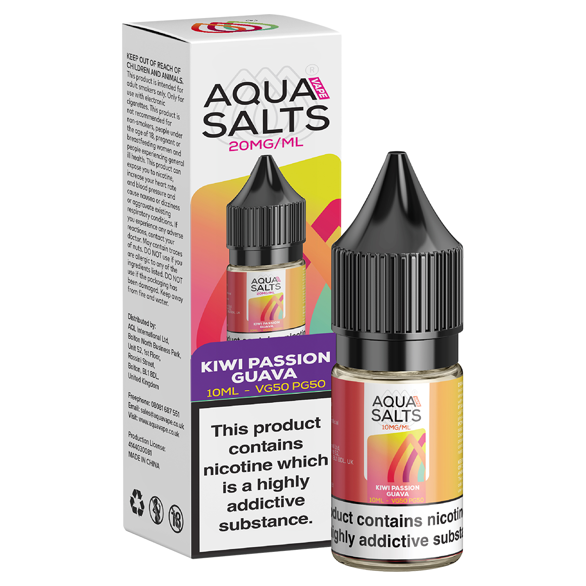 Kiwi Passion Guava Nic Salt by Aqua Salts 10ml