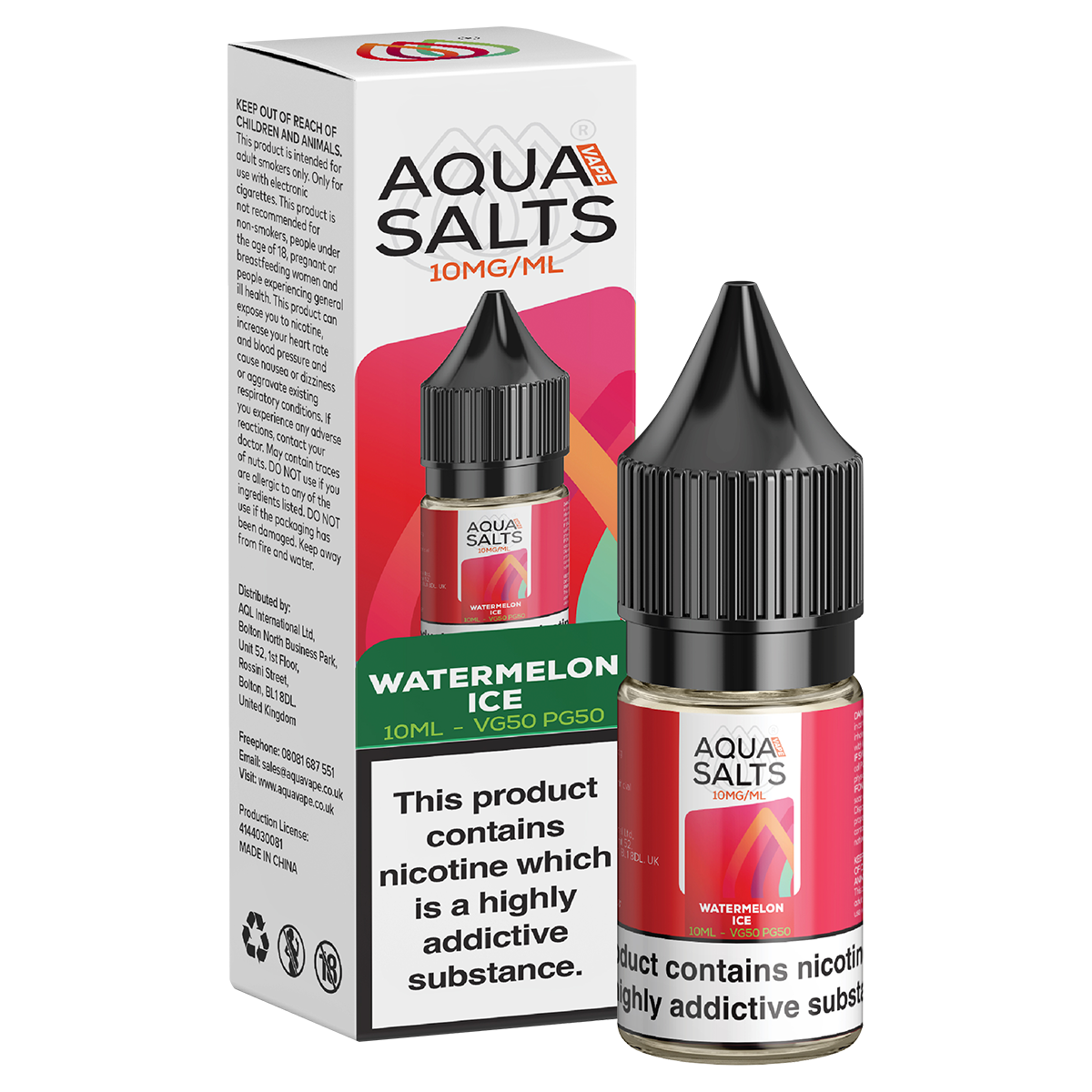Watermelon Ice Nic Salt by Aqua Salts 10ml