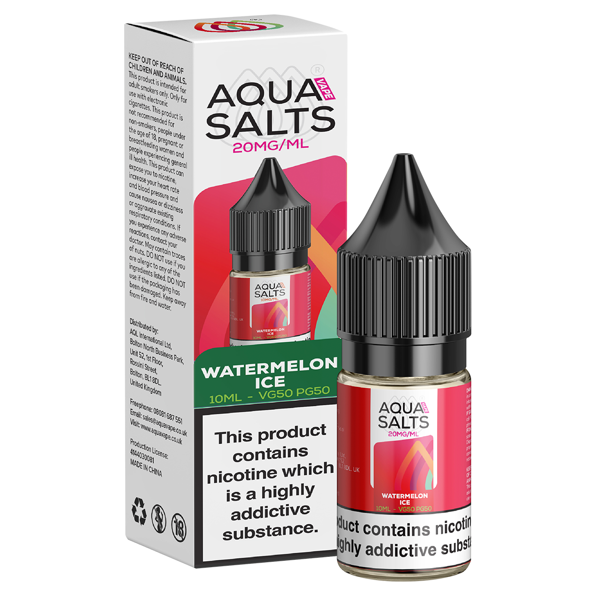 Watermelon Ice Nic Salt by Aqua Salts 10ml