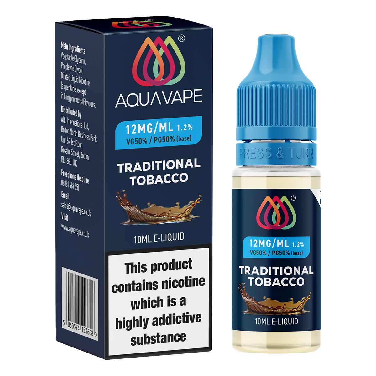 Traditional Tobacco E-Liquid by Aquavape - 10ml