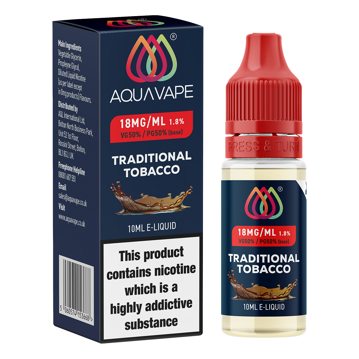 Traditional Tobacco E-Liquid by Aquavape - 10ml