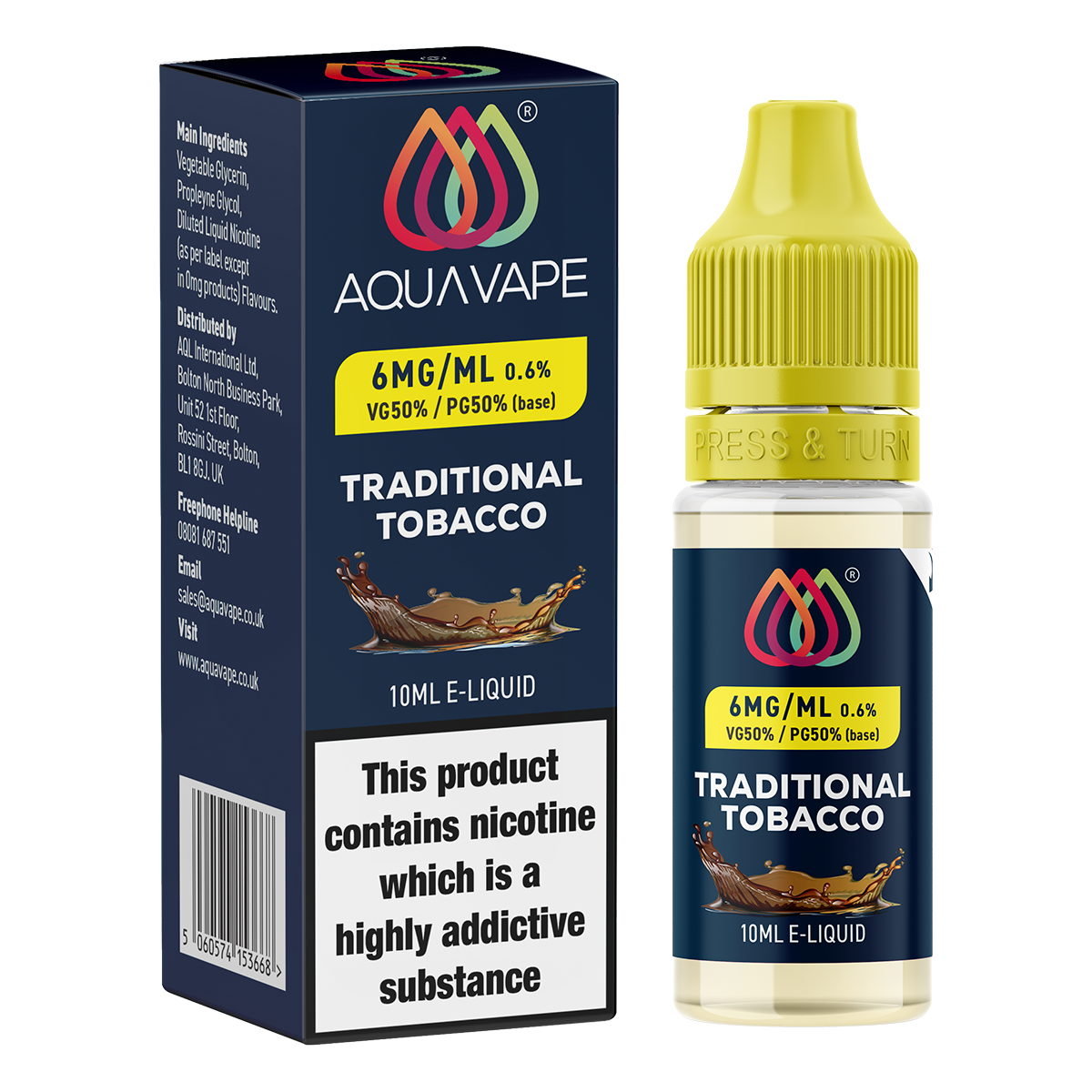 Traditional Tobacco E-Liquid by Aquavape - 10ml