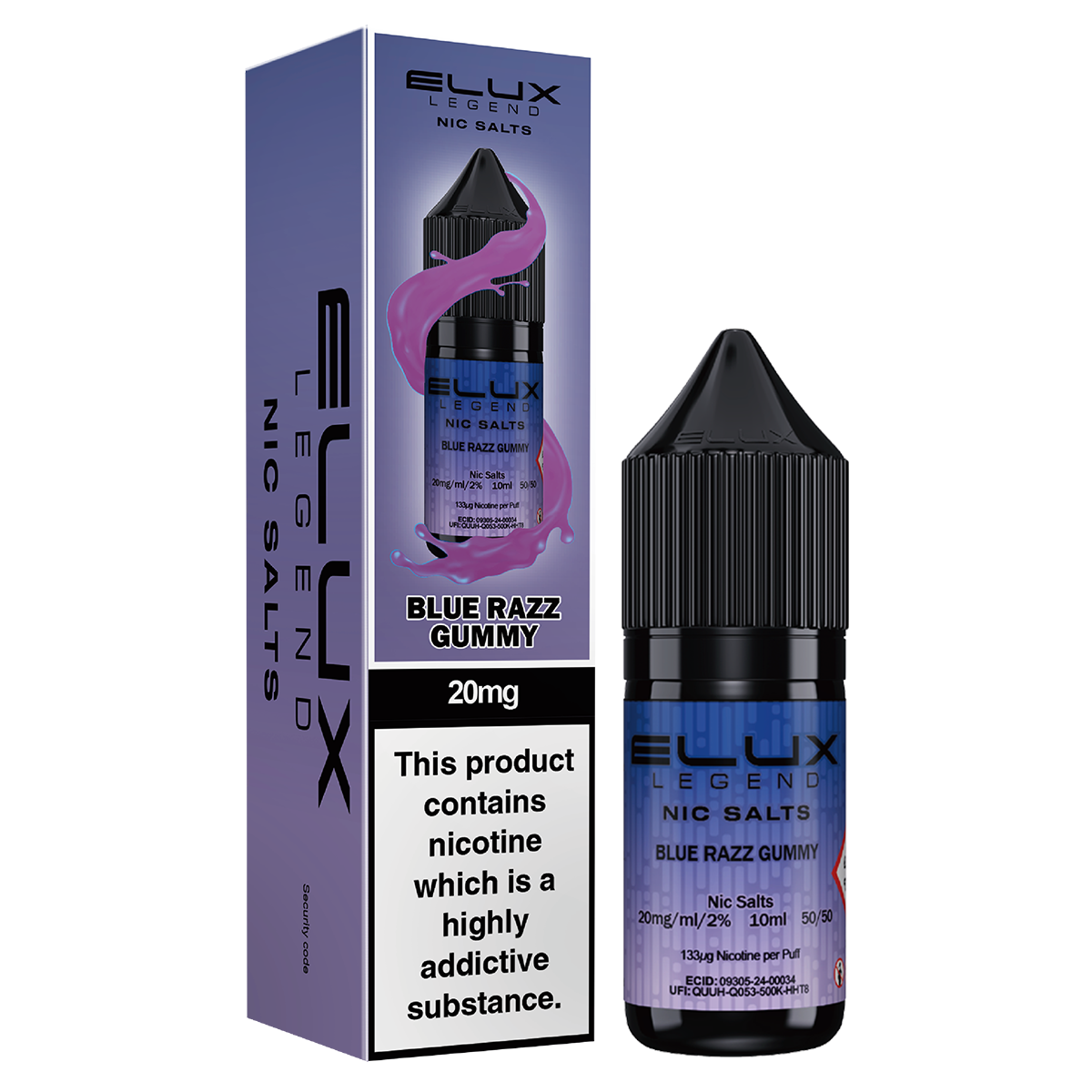 Blue Razz Gummy Nic Salt by Elux 10ml