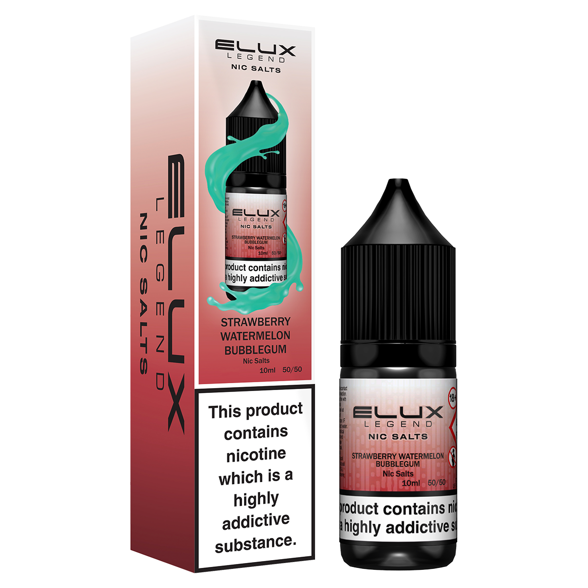 Strawberry Watermelon Bubblegum Nic Salt by Elux 10ml